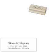 Moderne script retouradres bruiloft rubberstempel (Gestempeld)