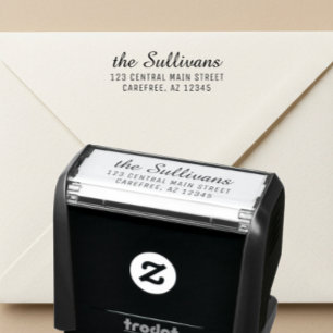Moderne Script Retouradres Stempel voor Uitnodigin