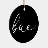 Moderne Script Rode Liefdeshart Bae Definitie Keramisch Ornament (Rechts)