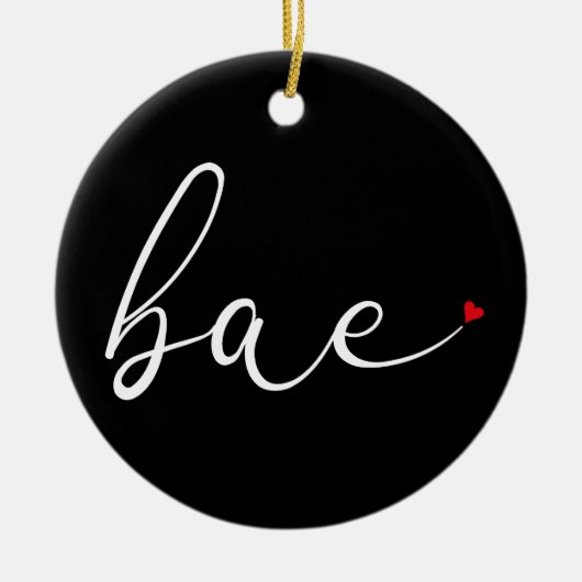Moderne Script Rode Liefdeshart Bae Definitie Keramisch Ornament (Voorkant)