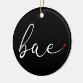 Moderne Script Rode Liefdeshart Bae Definitie Keramisch Ornament (Links)