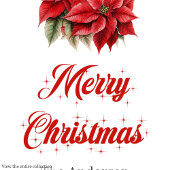 Moderne Script Rode Poinsettia Bloem Kerstkaart Cadeaulabel