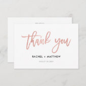 Moderne Script Roos Gold Glam Flat Hartelijk dank Bedankkaart (Voorkant / Achterkant)