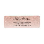 Moderne script roos goud glitter ombre blush roze etiket (Voorkant)