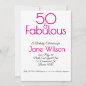 Moderne Script Roze 50 en Fabulous Verjaardag Kaart (Voorkant)