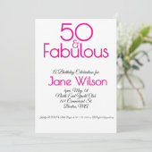 Moderne Script Roze 50 en Fabulous Verjaardag Kaart (Staand voorkant)