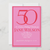 Moderne Script Roze 50 en Fabulous Verjaardag Kaart (Voorkant)