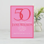 Moderne Script Roze 50 en Fabulous Verjaardag Kaart (Staand voorkant)