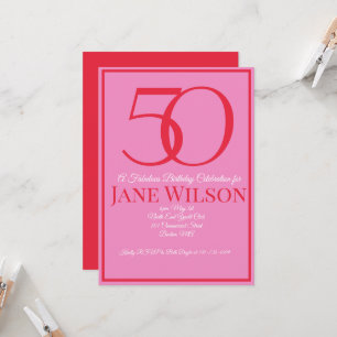 Moderne Script Roze 50 en Fabulous Verjaardag Kaart