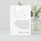 Moderne Script Roze Baby Shower Bedankkaart (Staand voorkant)