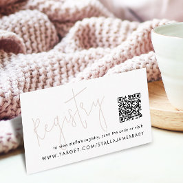 Moderne Script Roze Baby Shower QR Code Cadeau Lij Informatiekaartje
