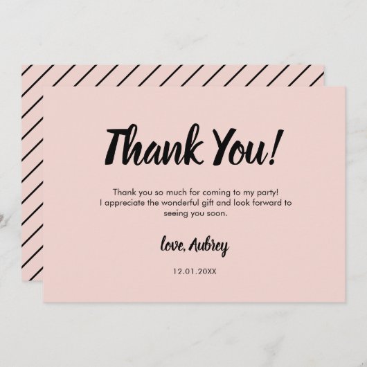 Moderne Script Roze Birthday Hartelijk kaart (Voorkant / Achterkant)