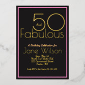 Moderne Script Roze Folie 50 en Fabulous Verjaarda Uitnodiging (Voorkant)
