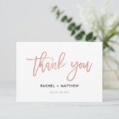 Moderne Script Roze Goud Glam Bedanktkaart Bedankkaart (Staand voorkant)