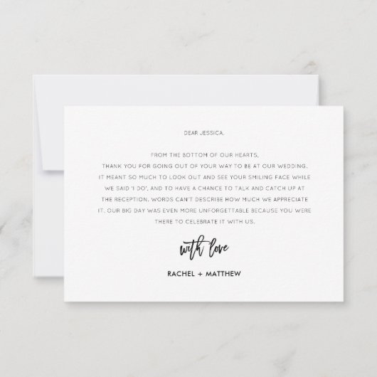 Moderne Script Roze Goud Glam Platte Bedankkaart (Achterkant)