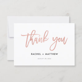 Moderne Script Roze Goud Glam Platte Bedankkaart
