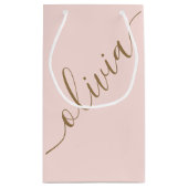 Moderne Script Roze Goud Minimalistisch Elegant Klein Cadeauzakje (Achterkant)