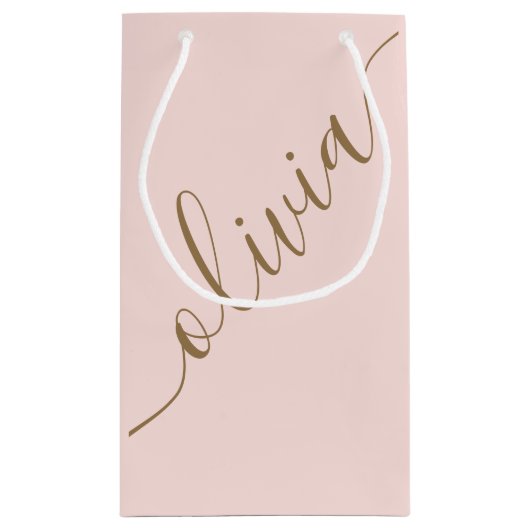 Moderne Script Roze Goud Minimalistisch Elegant Klein Cadeauzakje (Achterkant)