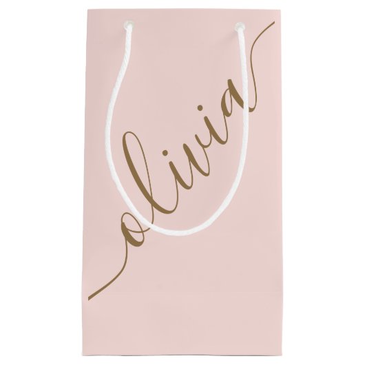 Moderne Script Roze Goud Minimalistisch Elegant Klein Cadeauzakje (Voorkant)