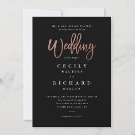 Moderne Script Roze Gouden Bruiloft Kaart