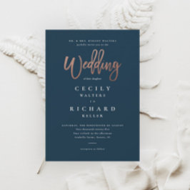 Moderne script roze gouden bruiloft kaart