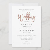 Moderne Script Roze Gouden Huwelijk Kaart (Voorkant)