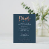 Moderne script roze gouden trouwdetails kaart (Staand voorkant)