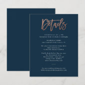 Moderne script roze gouden trouwdetails kaart (Voorkant / Achterkant)