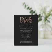 Moderne Script Roze Gouden Trouwdetailskaart Kaart (Staand voorkant)