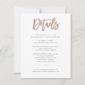 Moderne Script Roze Gouden Trouwkaart Details Kaart (Voorkant)