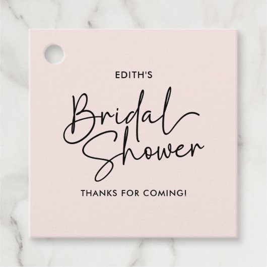 Moderne Script Roze Handgeschreven Bruidsmeisjesfe Bedankjes Labels (Voorkant)