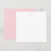 Moderne Script Roze Hart Rand Monogram Notitiekaar Notitiekaartje (Voorkant / Achterkant)