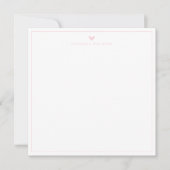 Moderne Script Roze Hart Rand Monogram Notitiekaar Notitiekaartje (Voorkant)