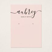 Moderne Script Roze Oorbellen Display Visitekaartje (Voorkant)