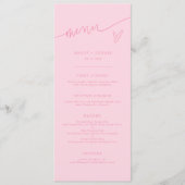 Moderne Script Roze Trouwmenu Menu (Voorkant)