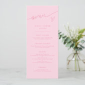 Moderne Script Roze Trouwmenu Menu (Staand voorkant)