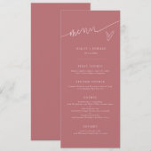 Moderne Script Roze Trouwmenu Menu (Voorkant / Achterkant)