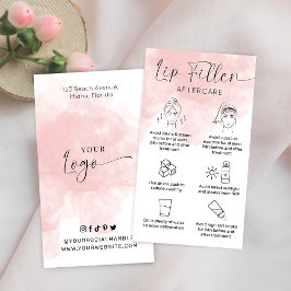 Moderne Script roze Waterverf Lip Filler Aftercare Visitekaartje