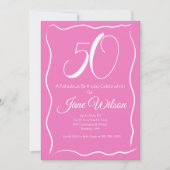Moderne Script Roze Wit 50ste Verjaardag Kaart (Voorkant)
