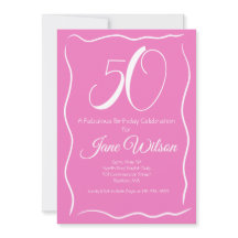 Moderne Script Roze Wit 50ste Verjaardag 