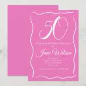 Moderne Script Roze Wit 50ste Verjaardag Kaart (Voorkant / Achterkant)