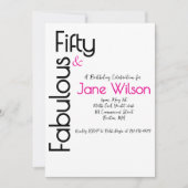 Moderne Script Roze Zwart 50 en Fabulous Verjaarda Kaart (Voorkant)