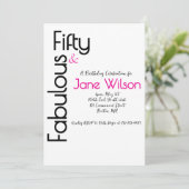 Moderne Script Roze Zwart 50 en Fabulous Verjaarda Kaart (Staand voorkant)