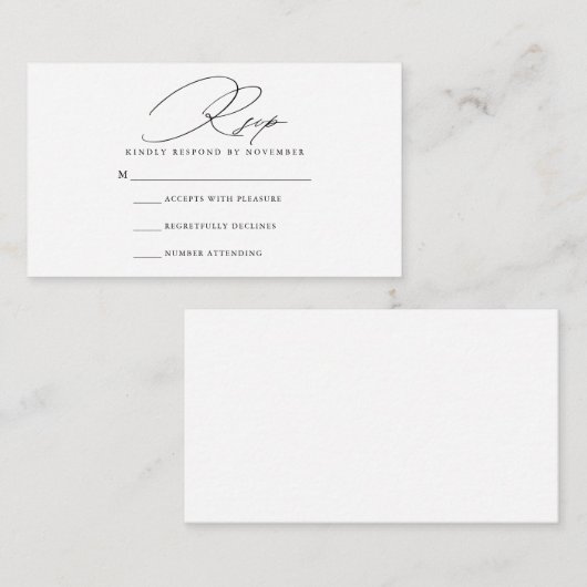 Moderne Script RSVP Kaart (Voorkant / Achterkant)