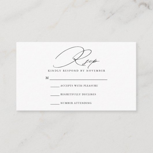 Moderne Script RSVP Kaart (Voorkant)