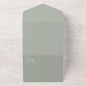 Moderne Script Sage Blush Roze Trouw  All In One Uitnodiging (Buitenkant)