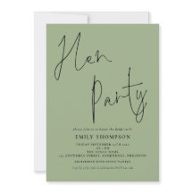 Moderne Script Sage Green Hen Party