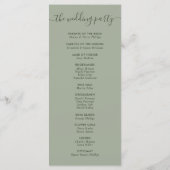 Moderne Script Sage Green We Wedden Programmakaart (Achterkant)