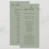 Moderne Script Sage Green We Wedden Programmakaart (Voorkant / Achterkant)
