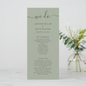 Moderne Script Sage Green We Wedden Programmakaart (Staand voorkant)